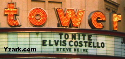 Tower Theatre marquee for Elvis Costello, Upper Darby, PA